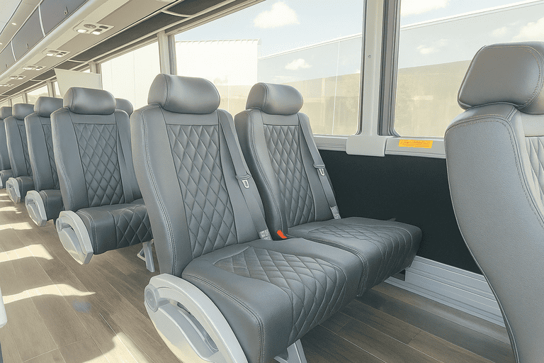 interior of New York City Shuttle Bus Rentals charter bus